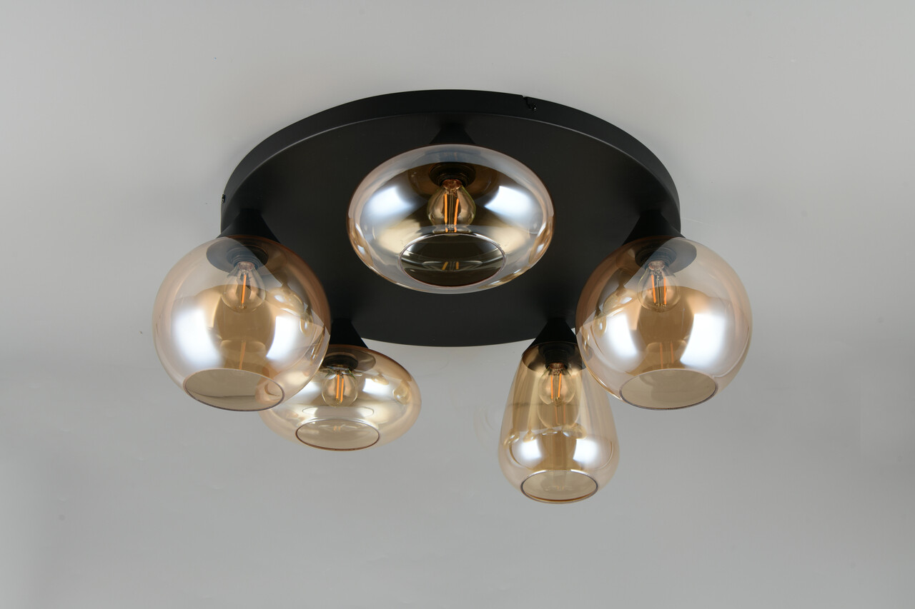 Plafoniera Lumina, TRIO, 50x24.5 cm, 10W, 5x E14, metal, negru mat - imagine 5